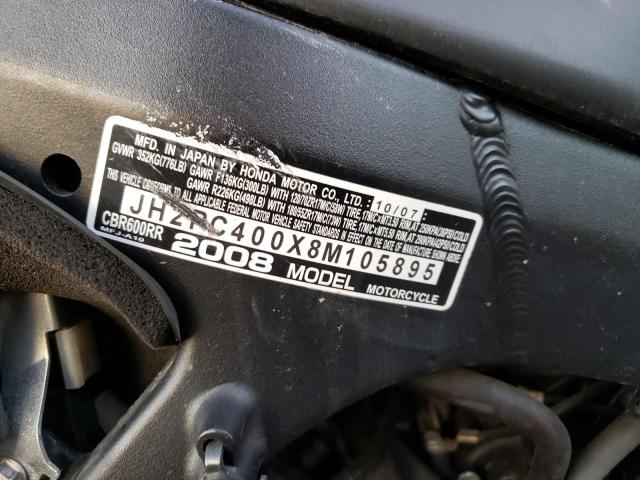 2008 HONDA CBR600 RR - JH2PC400X8M105895