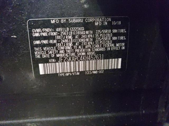 2019 SUBARU FORESTER S - JF2SKAPC4KH452631