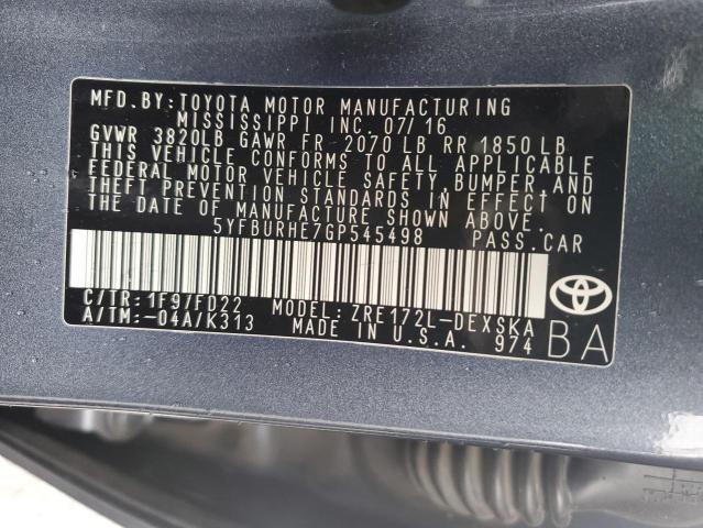 2016 TOYOTA COROLLA L - 5YFBURHE7GP545498