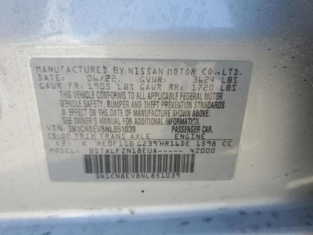 3N1CN8EV8NL851039 Nissan VERSA SV