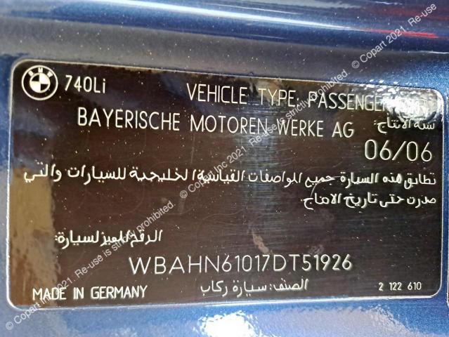 WBAHN61017DT51926 BMW 740LI