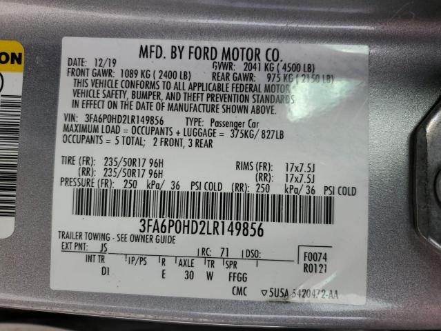 2020 FORD FUSION SE - 3FA6P0HD2LR149856