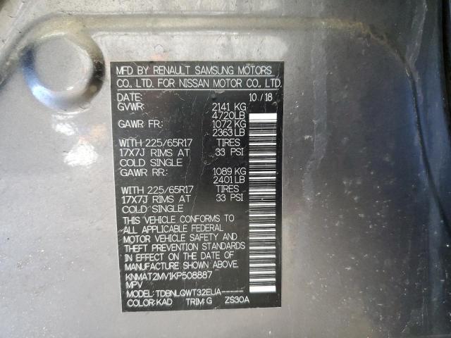 2019 NISSAN ROGUE S KNMAT2MV1KP508887