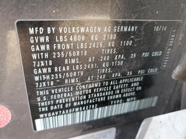 2015 VOLKSWAGEN TIGUAN S - WVGAV7AX0FW542792