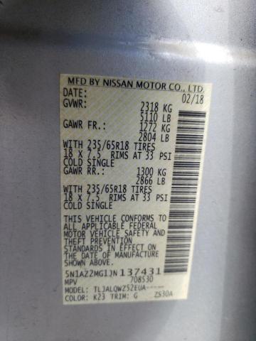 5N1AZ2MG1JN137431 Nissan MURANO S