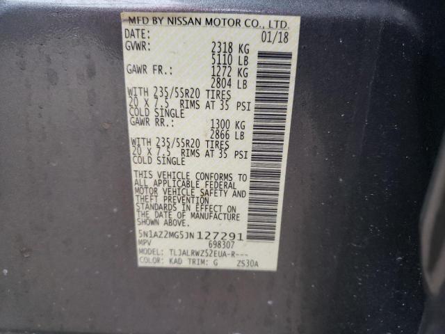 5N1AZ2MG5JN127291 Nissan MURANO S