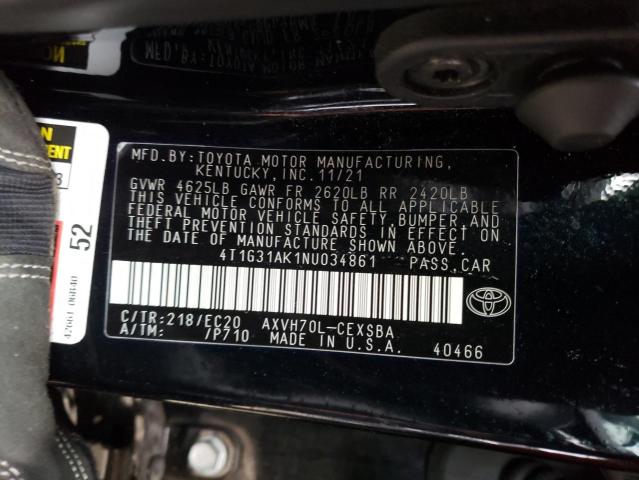 2022 TOYOTA CAMRY NIGH - 4T1G31AK1NU034861