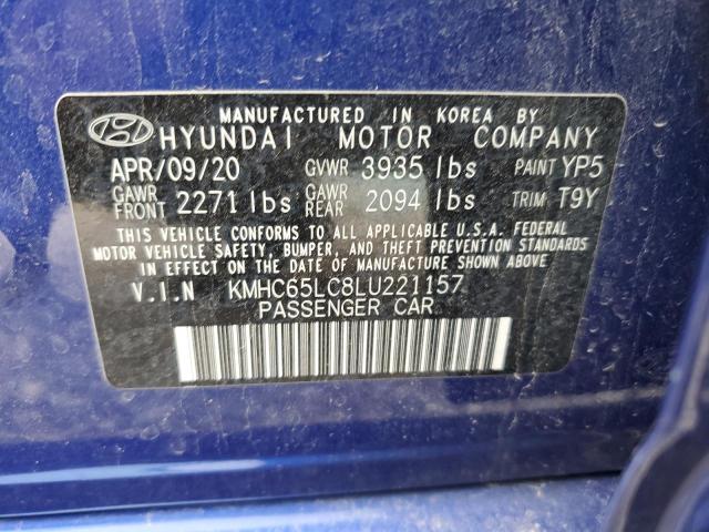 2020 HYUNDAI IONIQ BLUE - KMHC65LC8LU221157