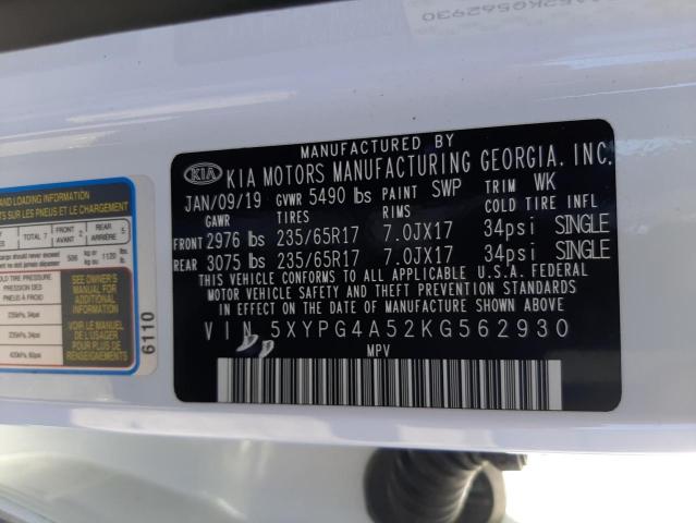 5XYPG4A52KG562930 KIA SORENTO LX