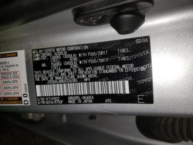 2016 TOYOTA 4RUNNER SR - JTEBU5JR8G5326385