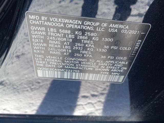 2021 VOLKSWAGEN ATLAS CROS - 1V2GC2CA9MC222755