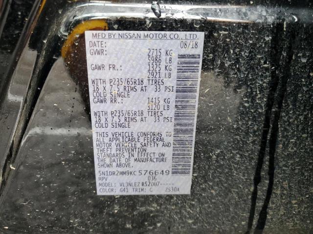5N1DR2MM9KC576649 Nissan Pathfinder S