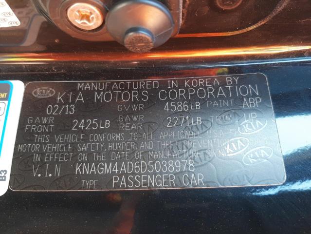 KNAGM4AD6D5038978 KIA OPTIMA HYBRID