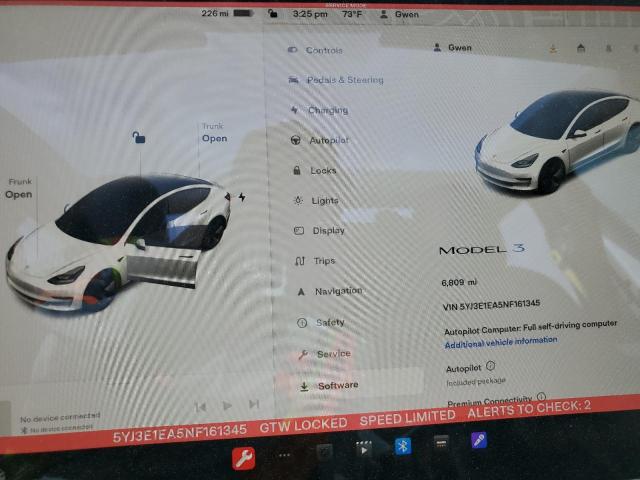 5YJ3E1EA5NF161345 Tesla MODEL 3