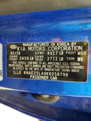 2019 KIA STINGER PR KNAE25LA9K6058798