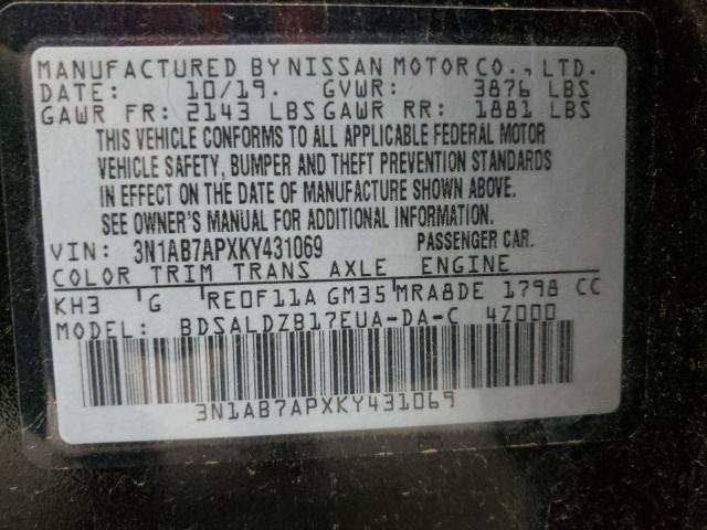 3N1AB7APXKY431069 Nissan SENTRA S