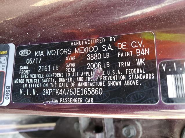 3KPFK4A76JE165860 KIA FORTE LX