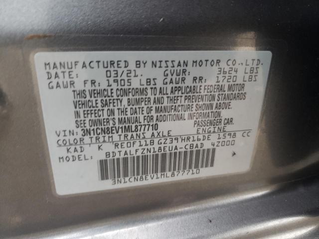 3N1CN8EV1ML877710 | 2021 NISSAN VERSA SV