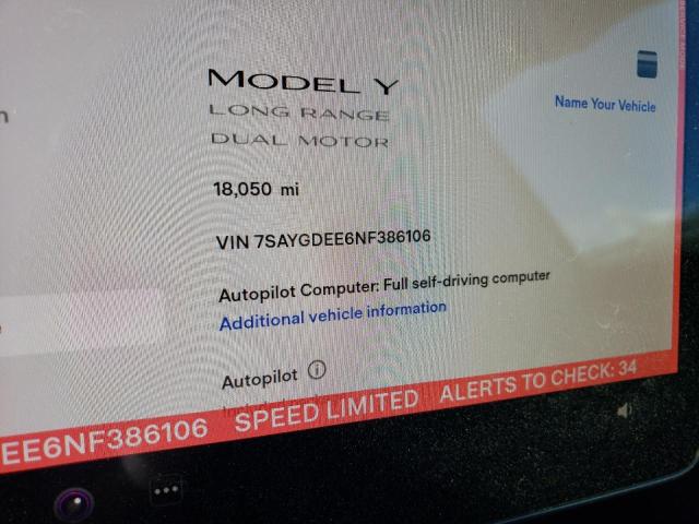 7SAYGDEE6NF386106 Tesla Model Y