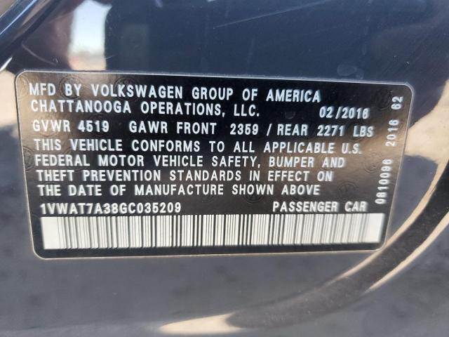 2016 VOLKSWAGEN PASSAT S/R 1VWAT7A38GC035209