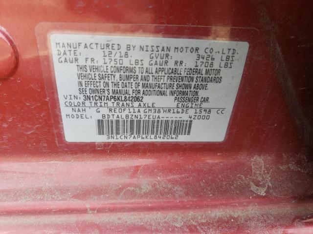 3N1CN7AP6KL842062 Nissan VERSA S