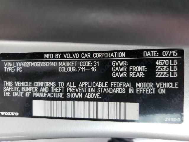 2016 VOLVO S60 PLATIN - LYV402FM0GB093140