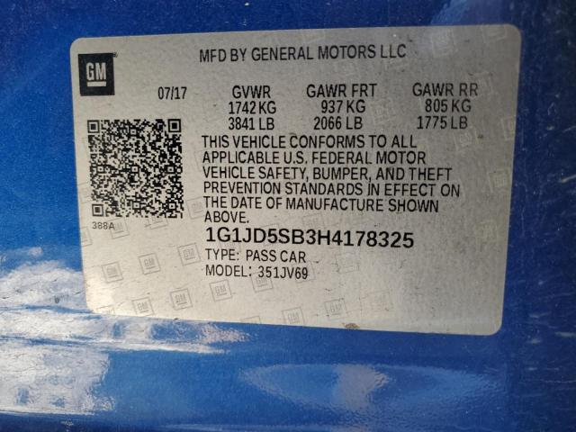 2017 CHEVROLET SONIC LT - 1G1JD5SB3H4178325