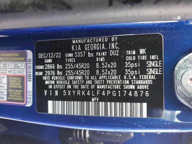 5XYRK4LF4PG174876 KIA SORENTO SX
