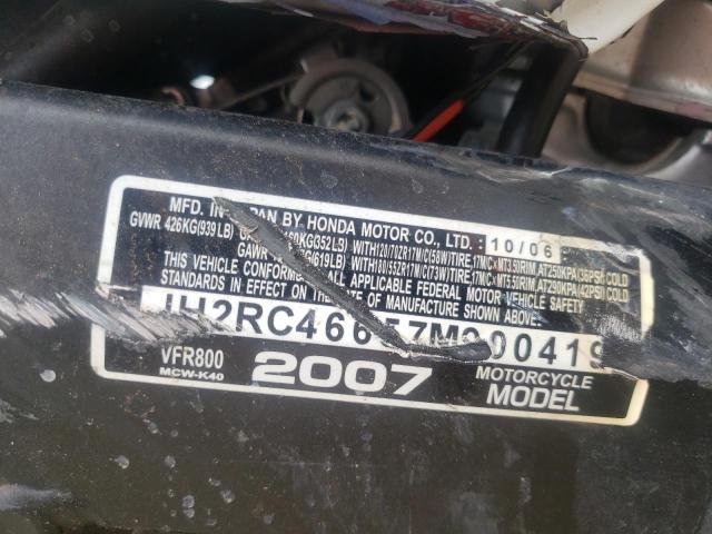 2007 HONDA VFR800 JH2RC46657M900419