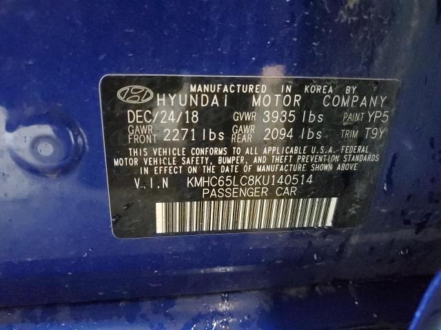 2019 HYUNDAI IONIQ BLUE - KMHC65LC8KU140514