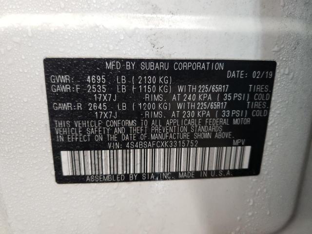 4S4BSAFCXK3315752 Subaru Outback 2.5i Premium
