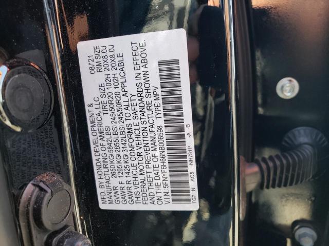 2022 HONDA PILOT TOUR - 5FNYF6H66NB006598
