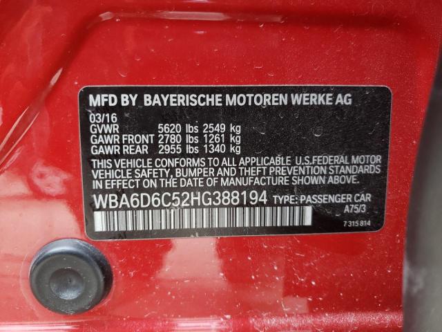 2017 BMW 650XI GRAN WBA6D6C52HG388194