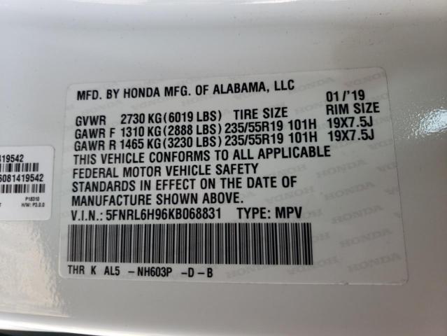 2019 HONDA ODYSSEY EL - 5FNRL6H96KB068831