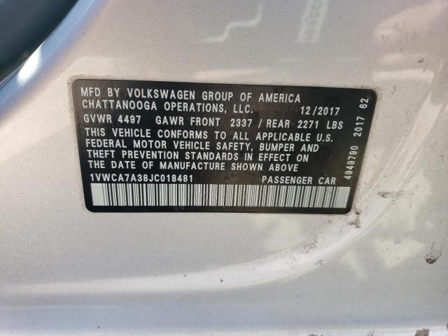 2018 VOLKSWAGEN PASSAT SEL - 1VWCA7A38JC018481