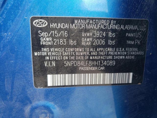 5NPD84LF8HH134089 Hyundai ELANTRA SE