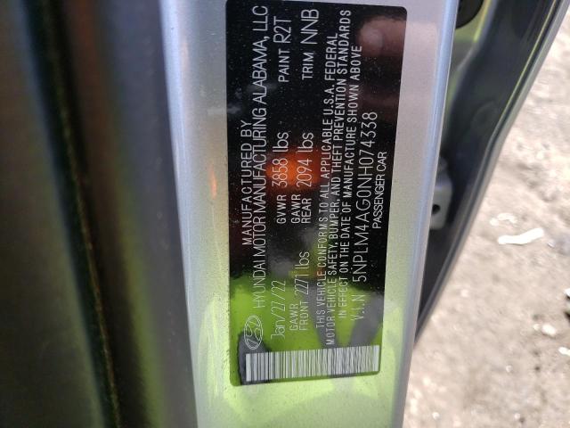 5NPLM4AG0NH074338 Hyundai ELANTRA SEL