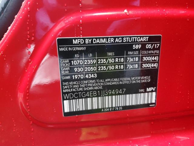 2018 MERCEDES-BENZ GLA 250 - WDCTG4EB1JJ394947