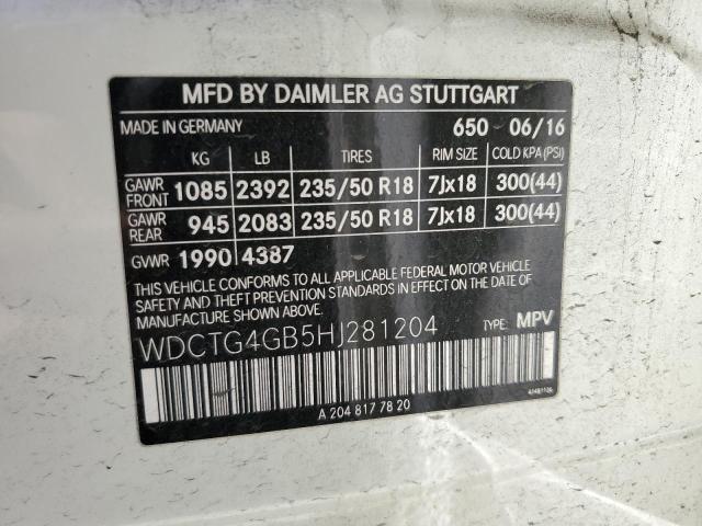 WDCTG4GB5HJ281204 Mercedes-Benz Gla 250 4matic