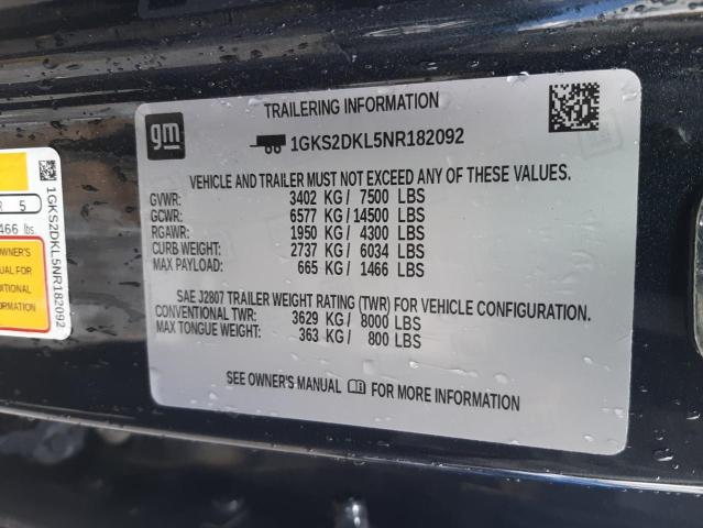 1GKS2DKL5NR182092 GMC Yukon
