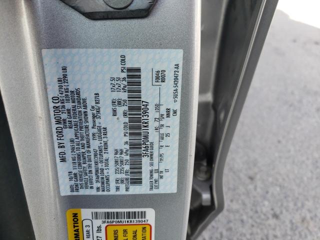 2019 FORD FUSION SEL - 3FA6P0MU1KR139047