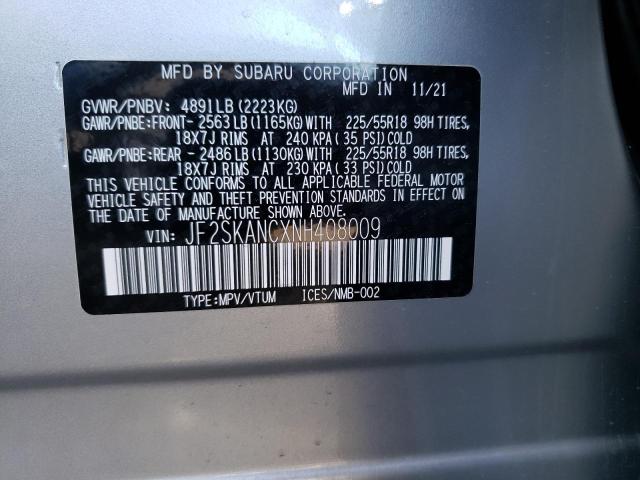 JF2SKANCXNH408009 Subaru Forester Limited