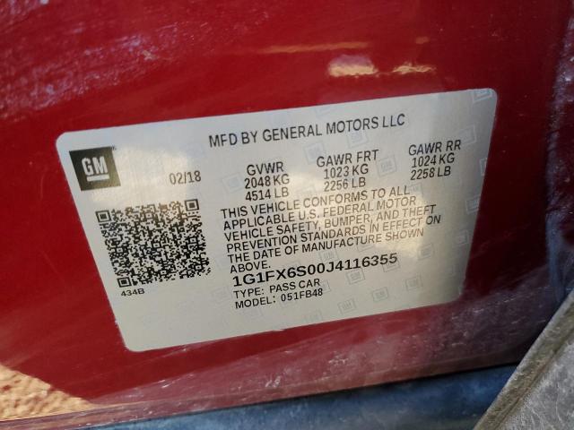 2018 CHEVROLET BOLT EV PR - 1G1FX6S00J4116355