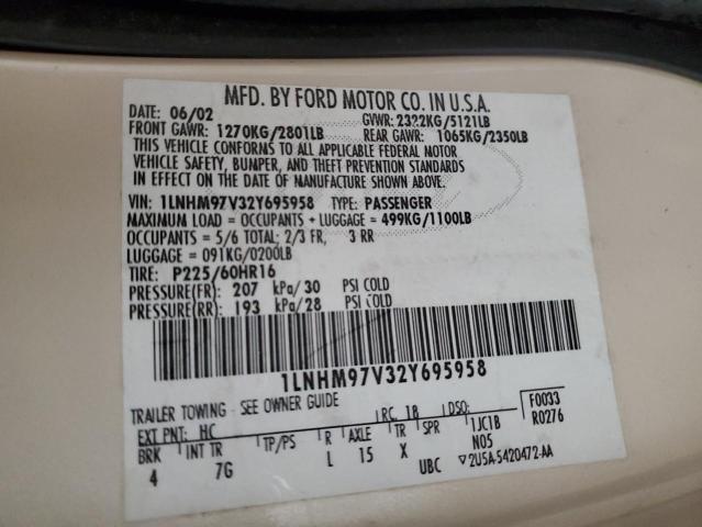 1LNHM97V32Y695958 Lincoln CONTINENTL