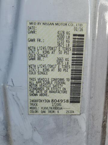 2016 NISSAN NV 1500 S - 1N6BF0KY3GN804958