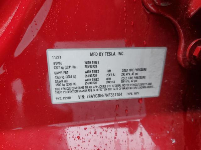 7SAYGDEE7NF321104 Tesla Model Y