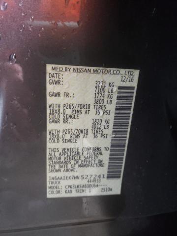 2017 NISSAN TITAN S - 1N6AA1EK7HN527241