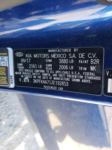 3KPFK4A71JE192853 KIA FORTE LX