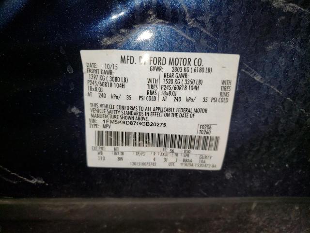 2016 FORD EXPLORER 4 - 1FM5K8D87GGB20275