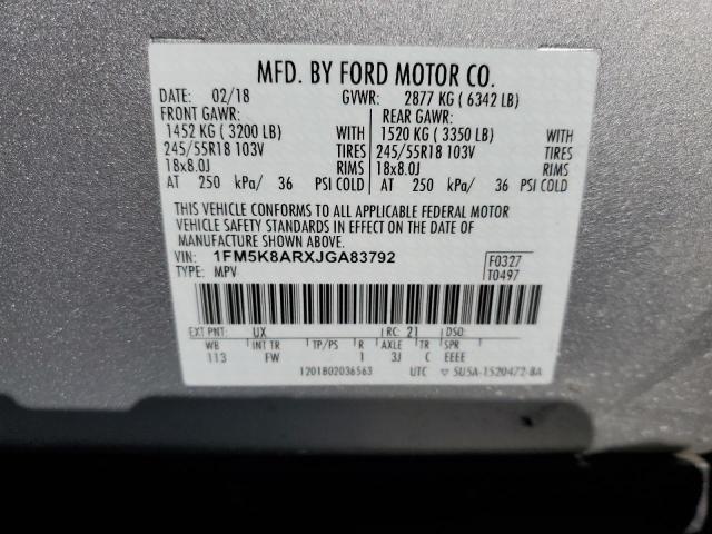 VIN 1FM5K8ARXJGA83792 2018 FORD EXPLORER no.13